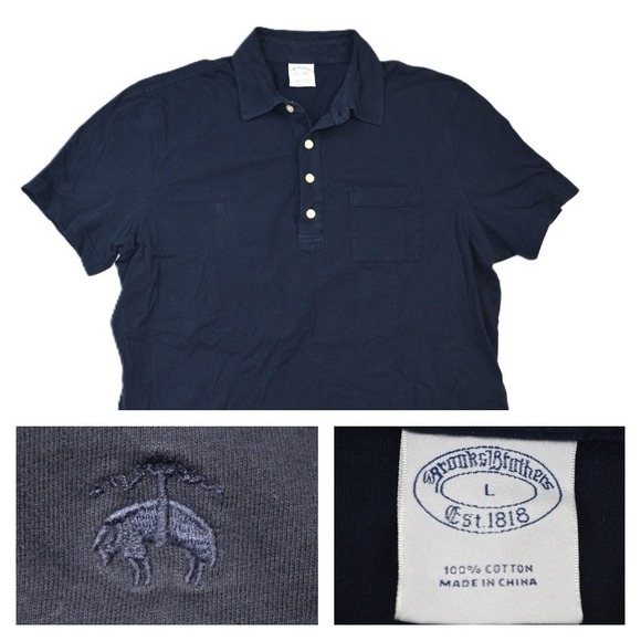 Brooks Brothers Other - Brooks Brothers Mens Navy Blue Cotton Short Sleeve Pocket Polo Shirt Size L